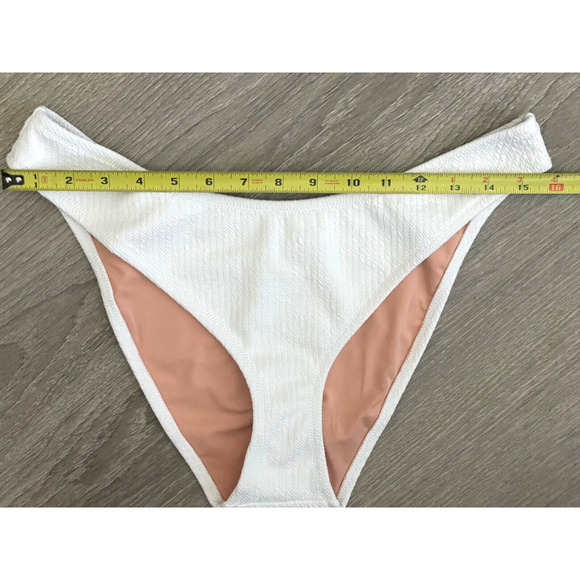 J. Crew Women's Textured Curved-Waist Cheeky Bikini Bottom White Size Large NWT - Picture 9 of 16
